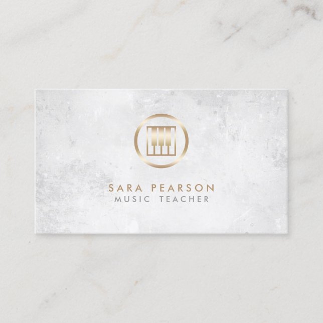 Music Teacher Gold Piano Keys Icon Carte de visite (Devant)