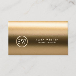 Music Teacher Gold Textil Monogram Business Card Visitenkarte