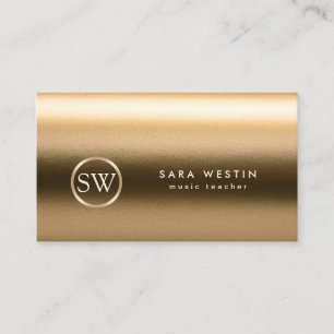 Music Teacher Gold Textil Monogram Business Card Visitenkarte