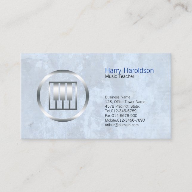 Music Teacher Gras Piano Keys Icon Carte de visite (Devant)