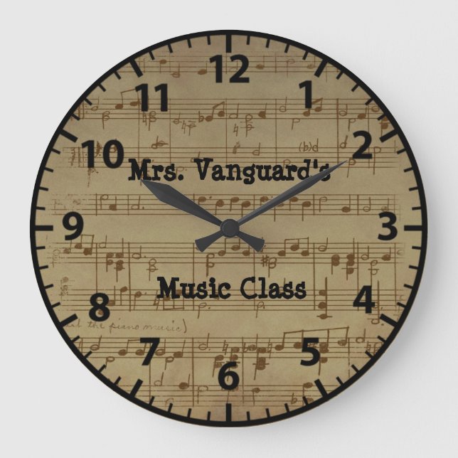 Music Teacher Große Wanduhr (Vorderseite)