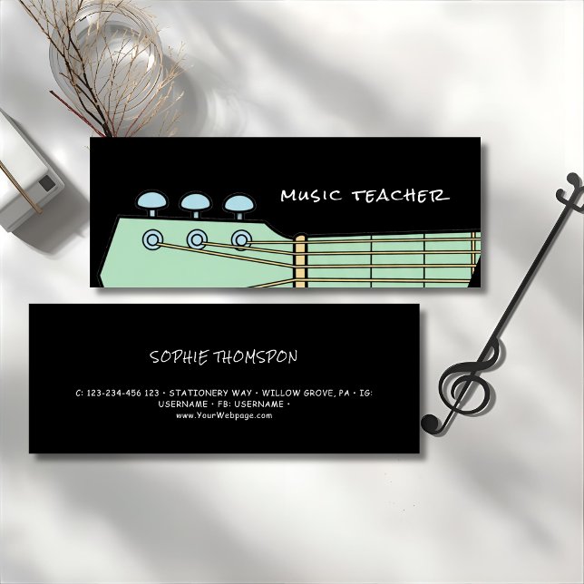 Music teacher guitar private lessons mini visitenkarte (Von Creator hochgeladen)