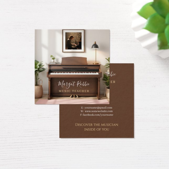 Music Teacher | Pianist Business Card (Schreibtisch)