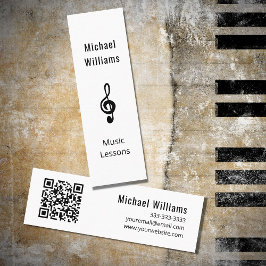 Music Teacher QR-Code Simple Treble Clef Mini Visitenkarte
