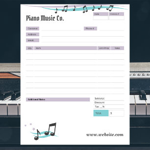 Music Teacher Theme Order Form/Invoice Notepad Notizblock