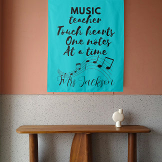 Music teacher touches heart teacher appreciation  wandteppich