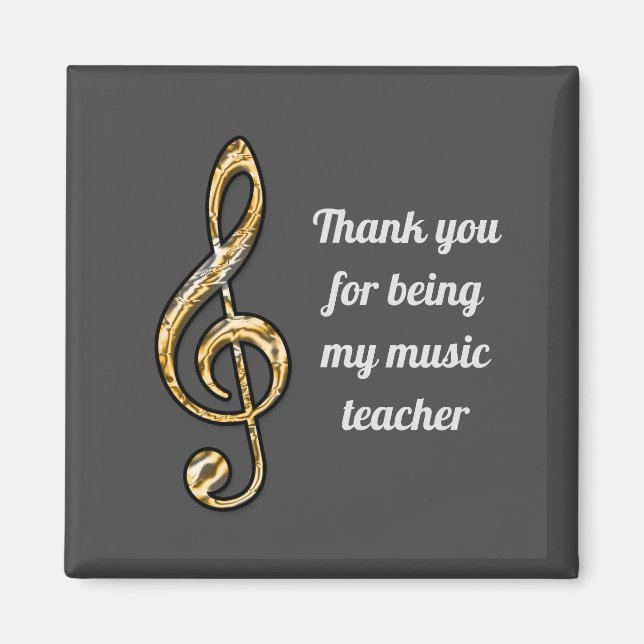 Music Teacher Wertschätzung Gold Clef Vielen Dank Magnet (Vorne)