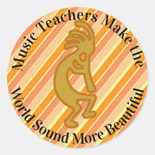 Music Teacher Wertschätzung Musical Gold Kokopelli Runder Aufkleber