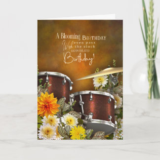 Music Theme Belated Birthday Card with Drum Set Karte