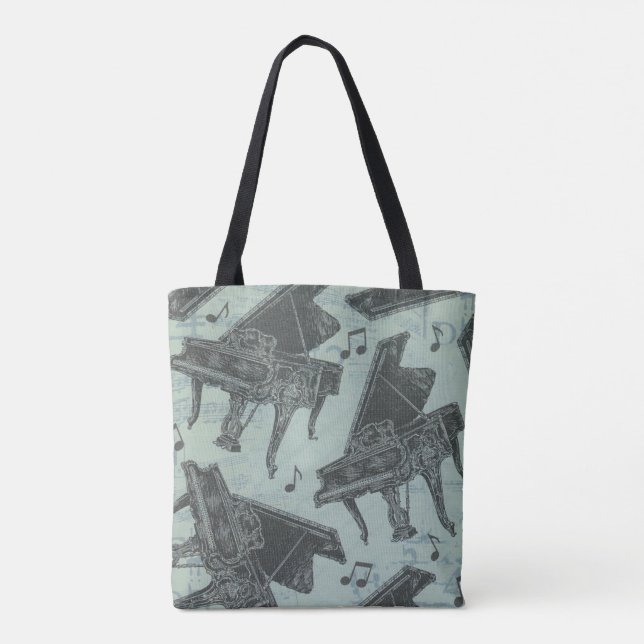 Music Theme Tote Bag Musiknote Piano-Tasche Tasche (Rückseite)