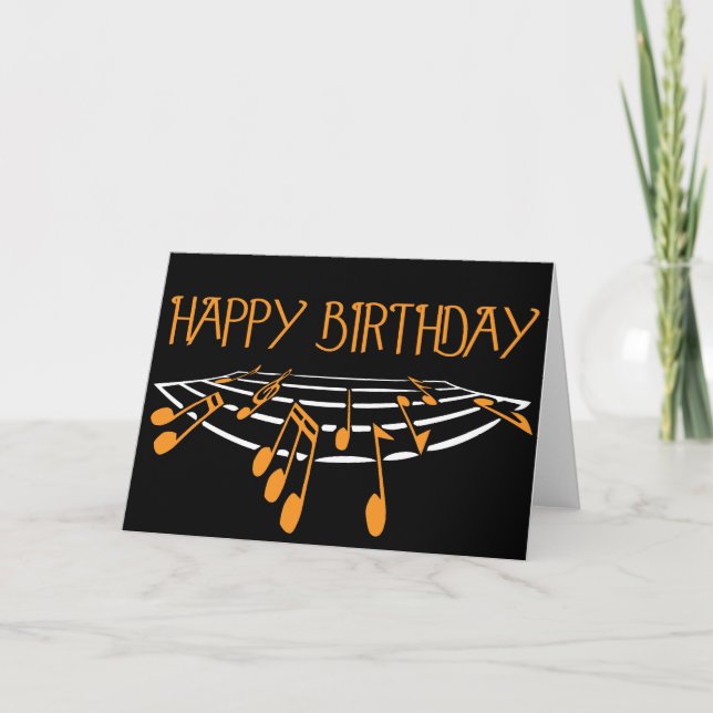 Music Themed Birthday Card - Orange Karte (Vorderseite)