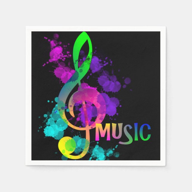 Music Themed Rainbow Treble Clef Serviette (Vorderseite)