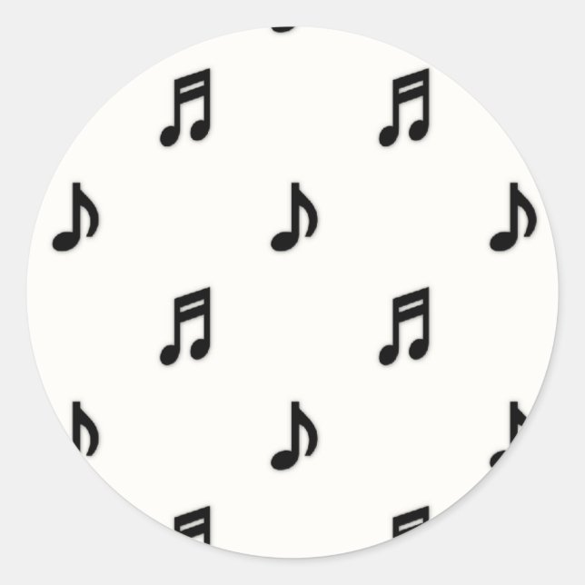 Music Themed Stickers:: Schwarze Musiknoten Runder Aufkleber (Vorderseite)