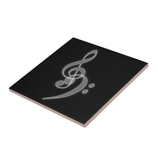 Music - Treble and Bass Clef Keramik Tile Fliese (Seite)