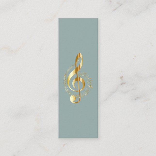 Music Treble Clef Chrome Personalisiert Mini Mini Visitenkarte (Vorderseite)