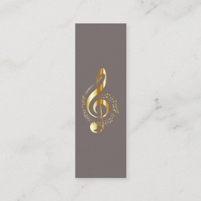 Music Treble Clef Chrome Personalisiert Mini Visitenkarte (Vorderseite)