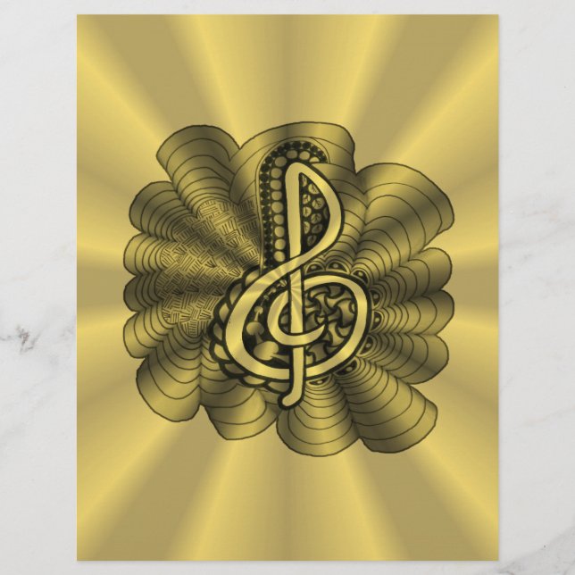Music Treble Clef Gold Scrapbook (Vorderseite)