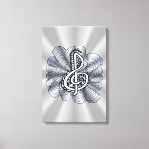 Music Treble Clef Silver Leinwanddruck