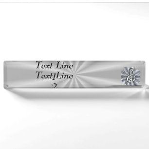 Music Treble Clef Silver Namensplakette