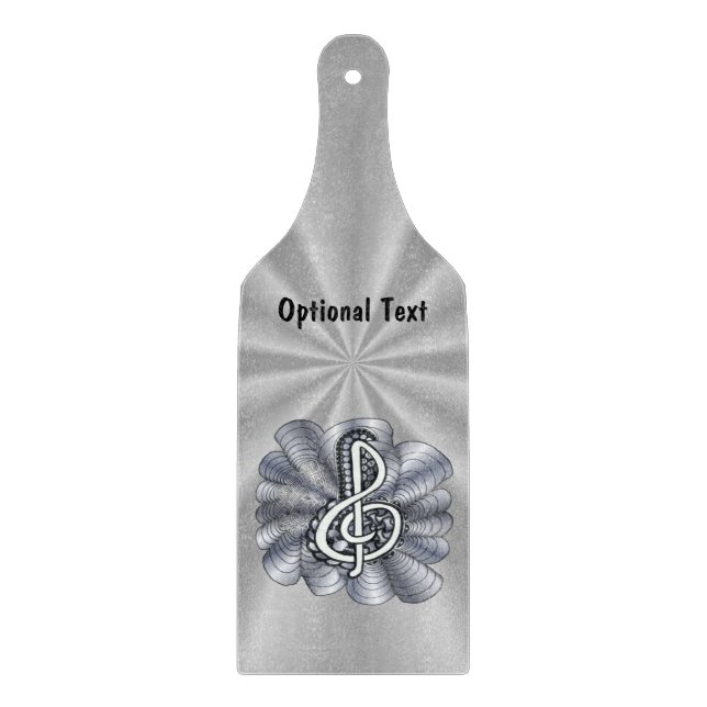 Music Treble Clef Silver Schneidebrett (Vorderseite)