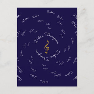 music treble clef with name personalized postkarte
