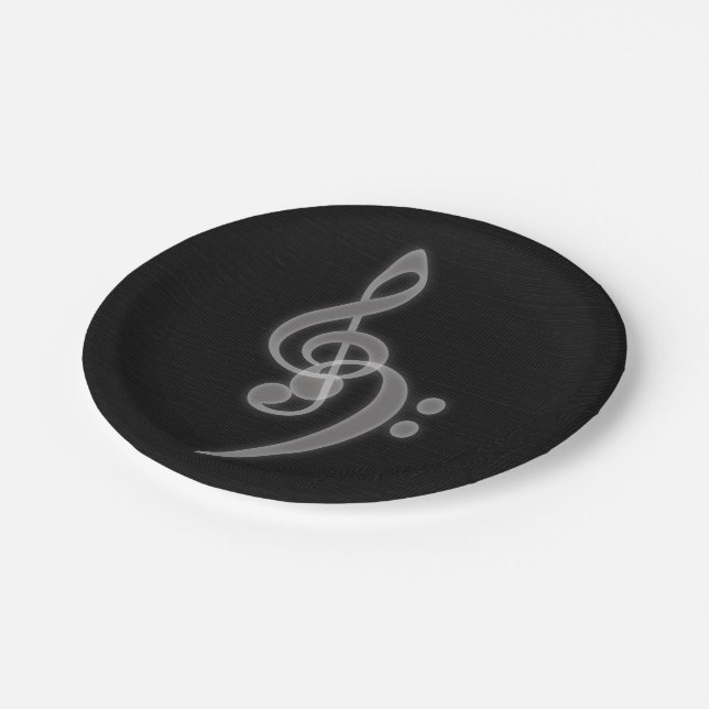 Music - Treble und Bass Clef Black Paper Teller (Schrägansicht)