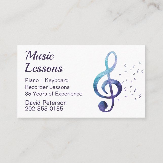 Music Tutor Piano Lehrer Lehrer Lehre Visitenkarte (Vorderseite)