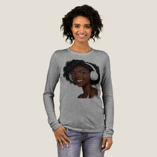 Music Vibes Kopfhörer Portrait Langarm T-Shirt Tri-Blend Shirt
