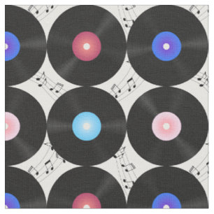 Music Vinyl Platten Musiknoten Stoff