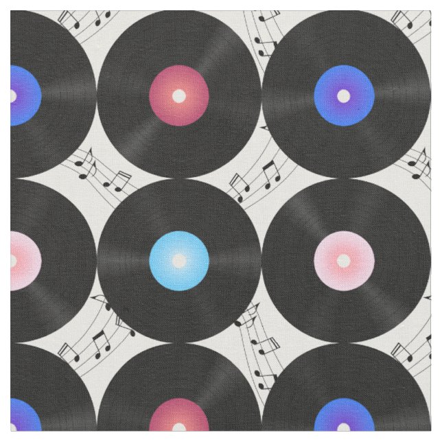 Music Vinyl Platten Musiknoten Stoff (Nahaufnahme)