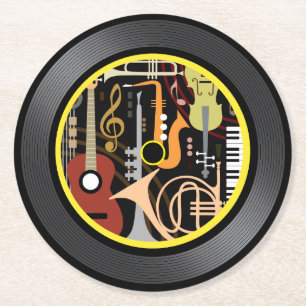 Music Vinyl Record Runder Pappuntersetzer