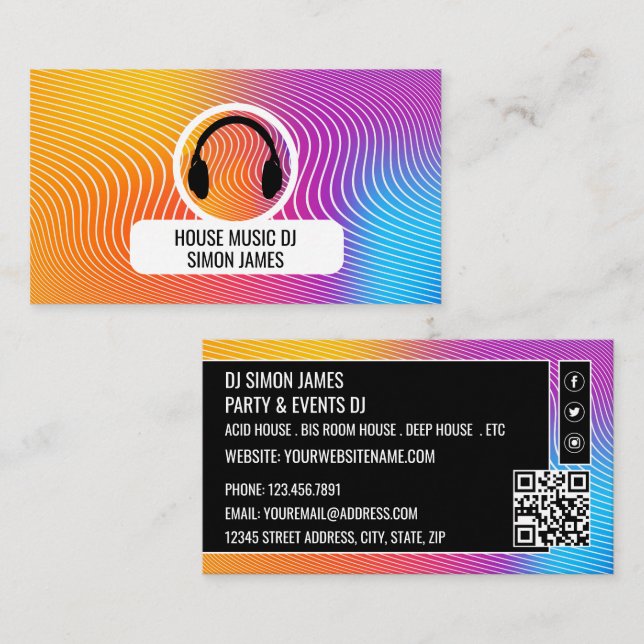 Music-Wave-Logo für das Headphone, Beruflicher DJ Visitenkarte (Vorne/Hinten)