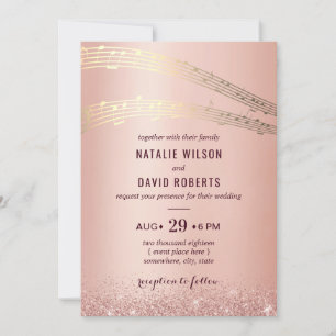 Music Wedding Modern Rose Gold Hintergrund Einladung