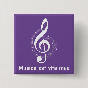 Musica est vita mea Musik ist mein Leben Note Button