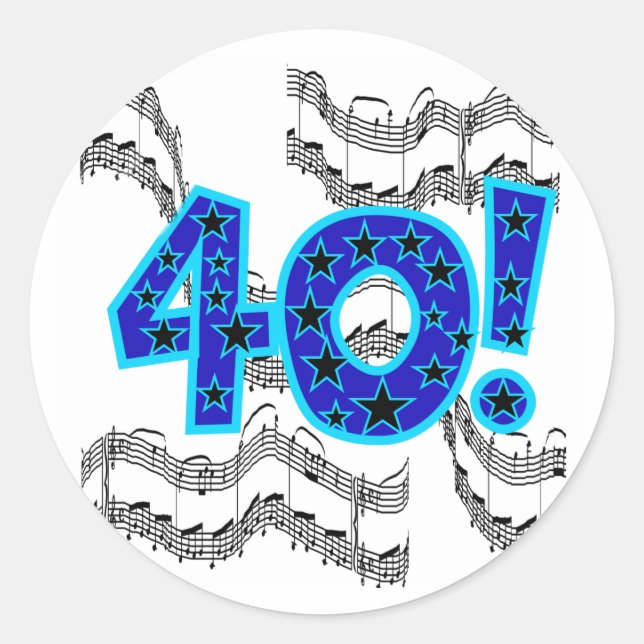 Musical 40. Geburtstag Runder Aufkleber (Vorderseite)