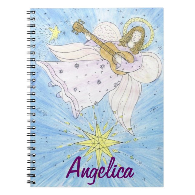 Musical Angel, Personalisiert mit Namen Notizblock (Vorderseite)
