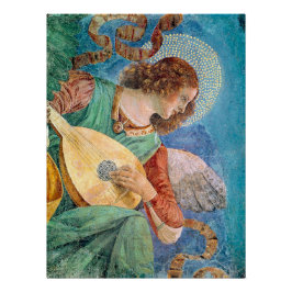 Musical angel playing guitar poster