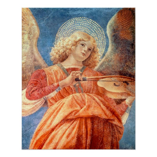 Musical angel playing the violin fresco poster (Vorderseite)