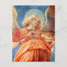 Musical angel playing the violin fresco postkarte