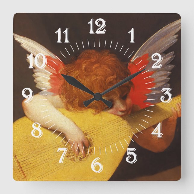 Musical Angel Vintag Quadratische Wanduhr (Vorderseite)