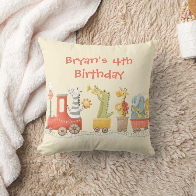Musical Animal Train Birthday Kissen (Decke)