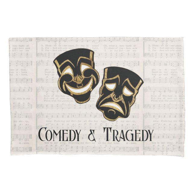 Musical Black & Gold Comedy und Tragedy Kissenbezug (Vorderseite)