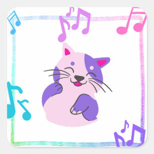 Musical Cat Quadratischer Aufkleber