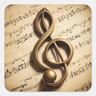 Musical Clef Note Quadratischer Aufkleber