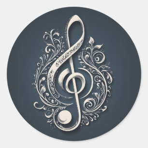 Musical Clef Note Runder Aufkleber