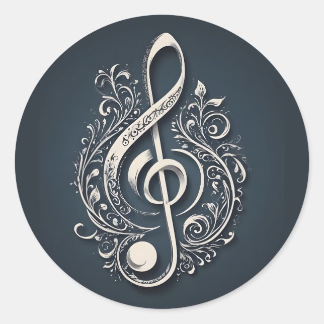 Musical Clef Note Runder Aufkleber (Vorderseite)