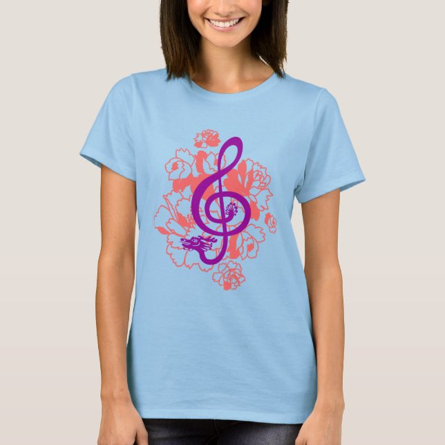 Musical Dragon treble peonies Custom Shirt (Vorderseite)