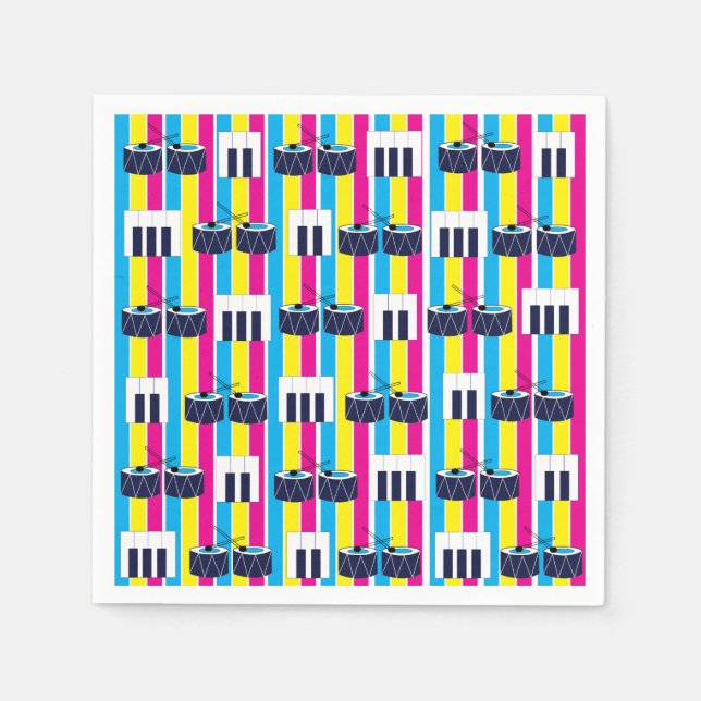 Musical Drums Piano Keys Music Lover Serviette (Vorderseite)