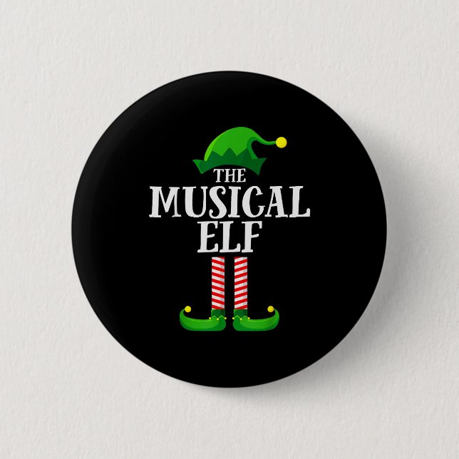 Musical Elf Matching Family Group Christmas Party  Button (Vorderseite)