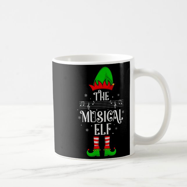 Musical Elf Xmas Christmas Matching Family Elf Squ Kaffeetasse (Rechts)